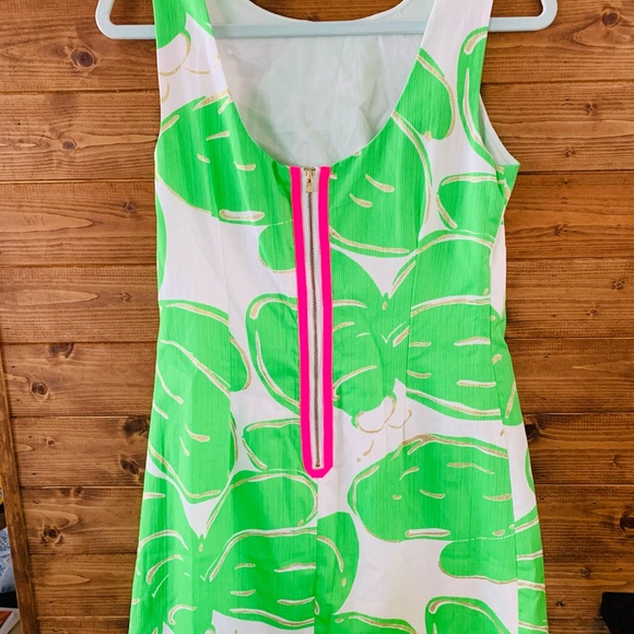 Lilly Pulitzer Womens Resort Stinger Glitter Green Bee Shift Delia Dress - Picture 3 of 7